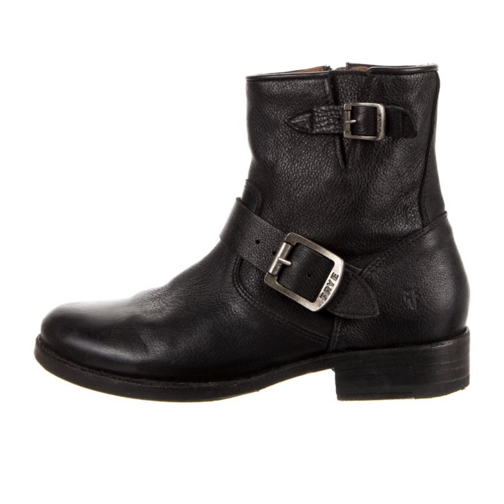 Black Frye Moto Booties with Buckle